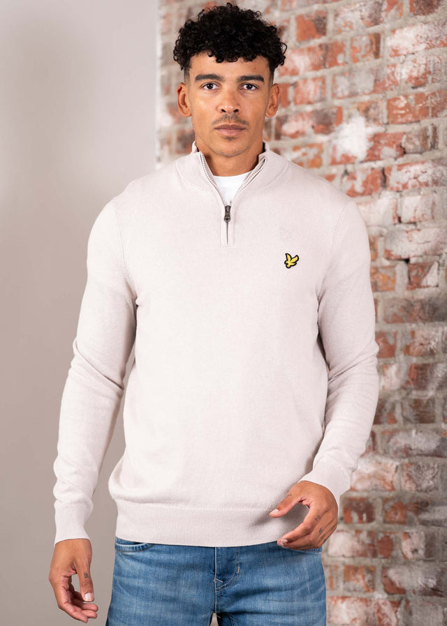 Lyle & Scott Truien Cotton merino quarter zip jumper - cove