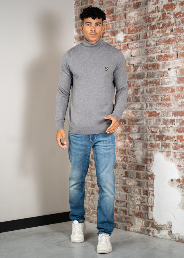 Lyle & Scott Truien Cotton merino turtleneck jumper - mid grey marl