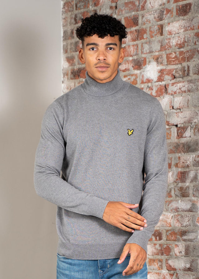 Lyle & Scott Truien Cotton merino turtleneck jumper - mid grey marl
