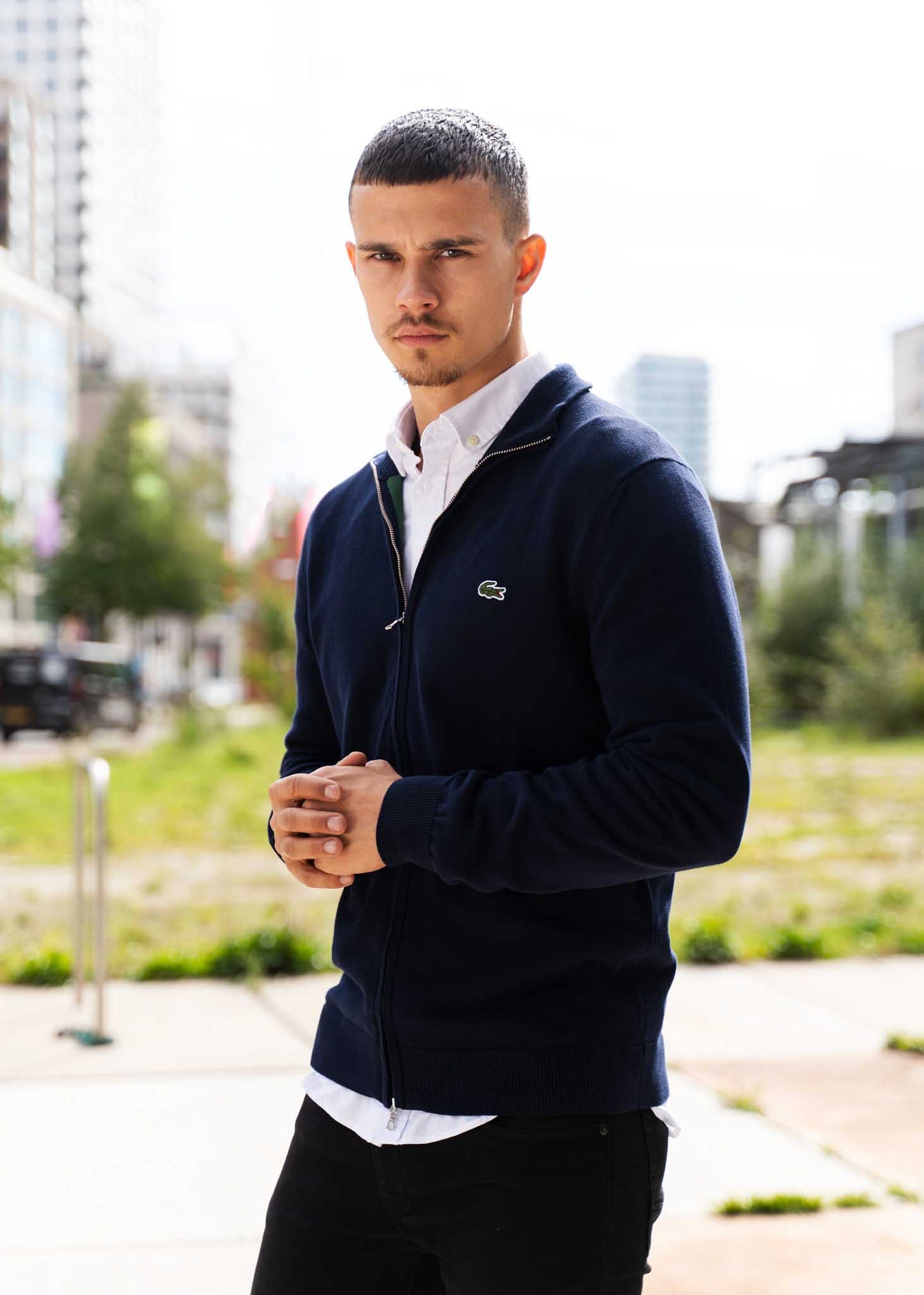 Lacoste Vesten A Zip through sweater - navy blue