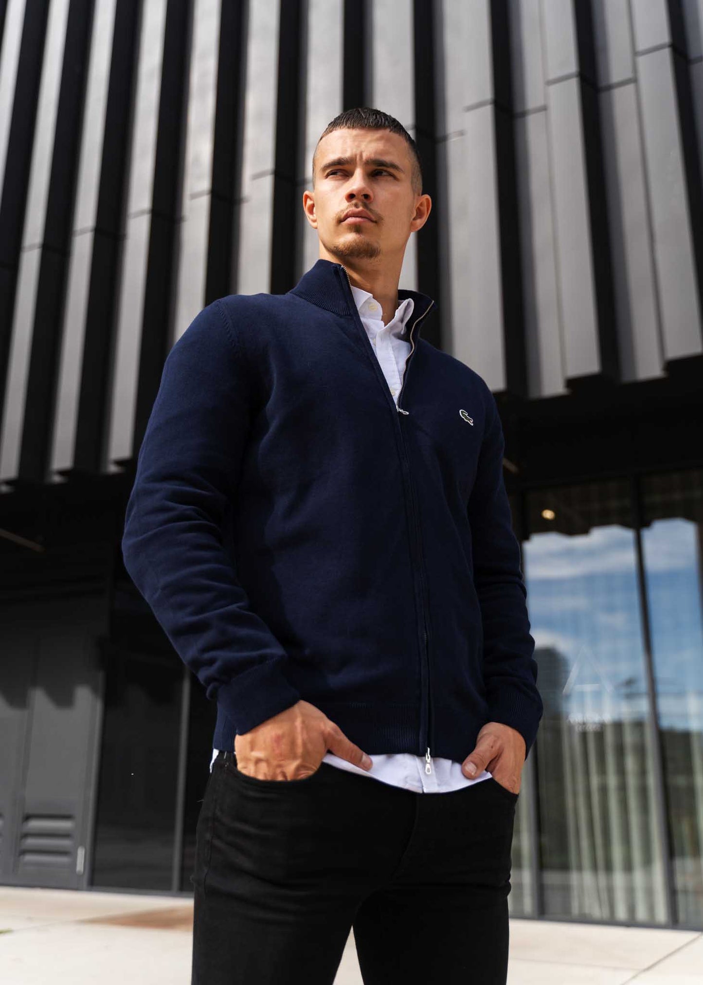 Lacoste Vesten A Zip through sweater - navy blue