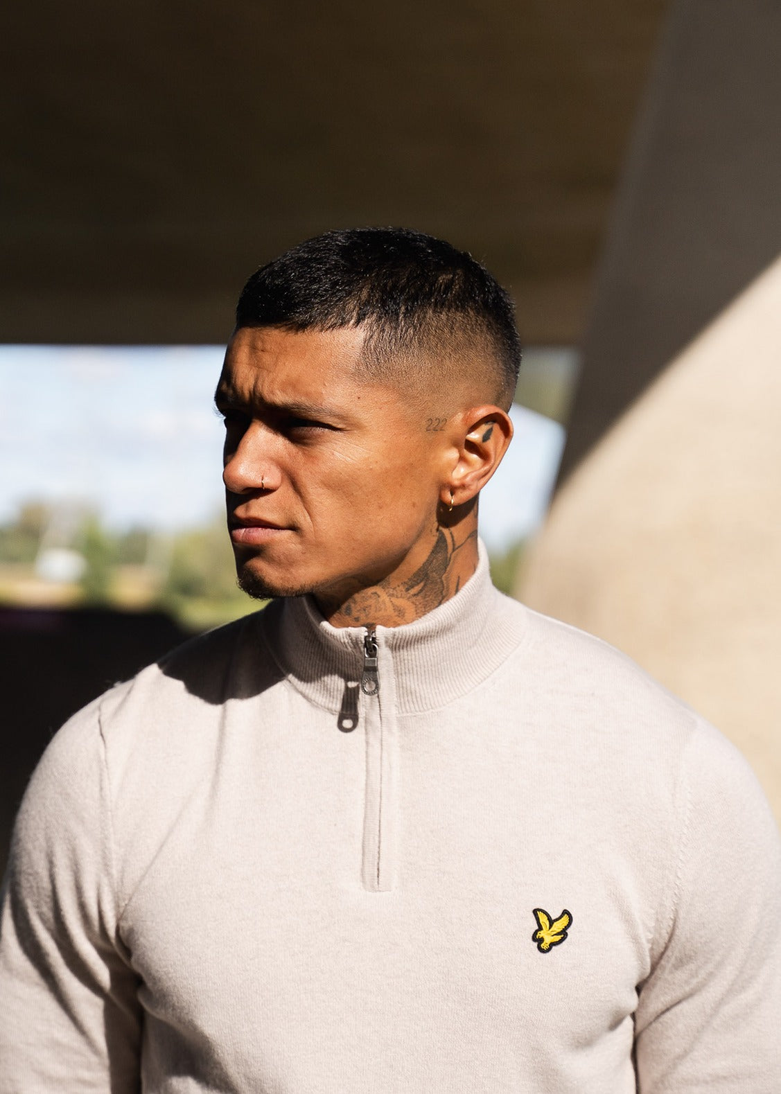 Lyle & Scott Truien Cotton merino quarter zip jumper - cove