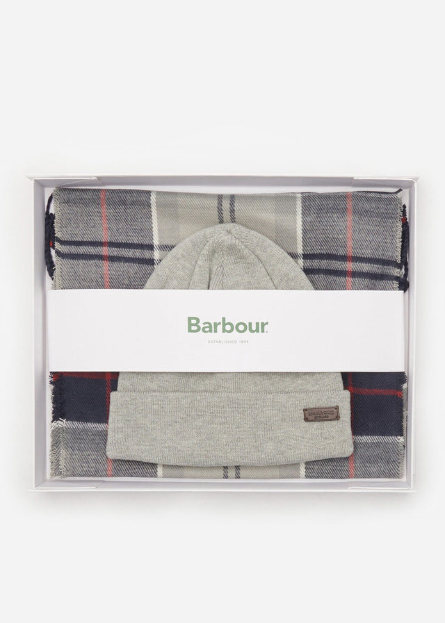 Barbour Scarves Swinton beanie & galingale scarf gift set - blue granite