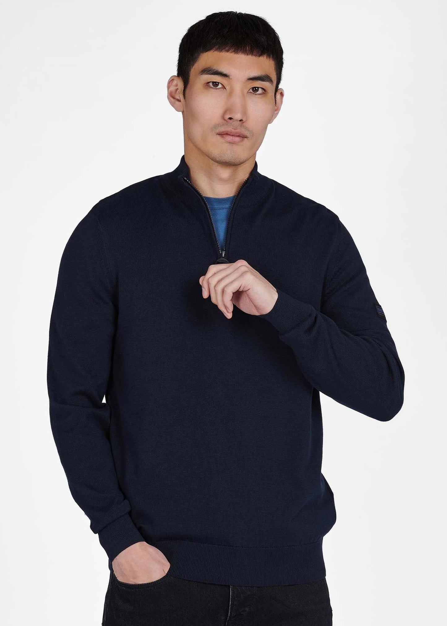 Barbour International Truien Cotton half zip knit - international navy