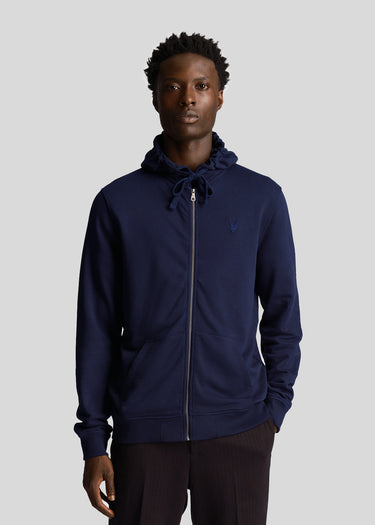 Lyle & Scott Vesten Tonal eagle zip through hoodie - dark navy