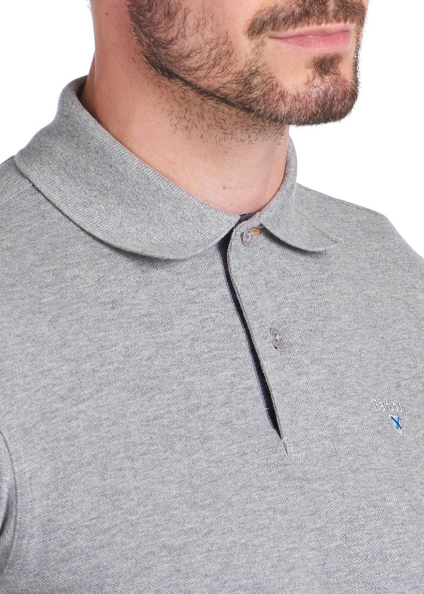 Barbour Polo's Tartan pique polo - grey marl