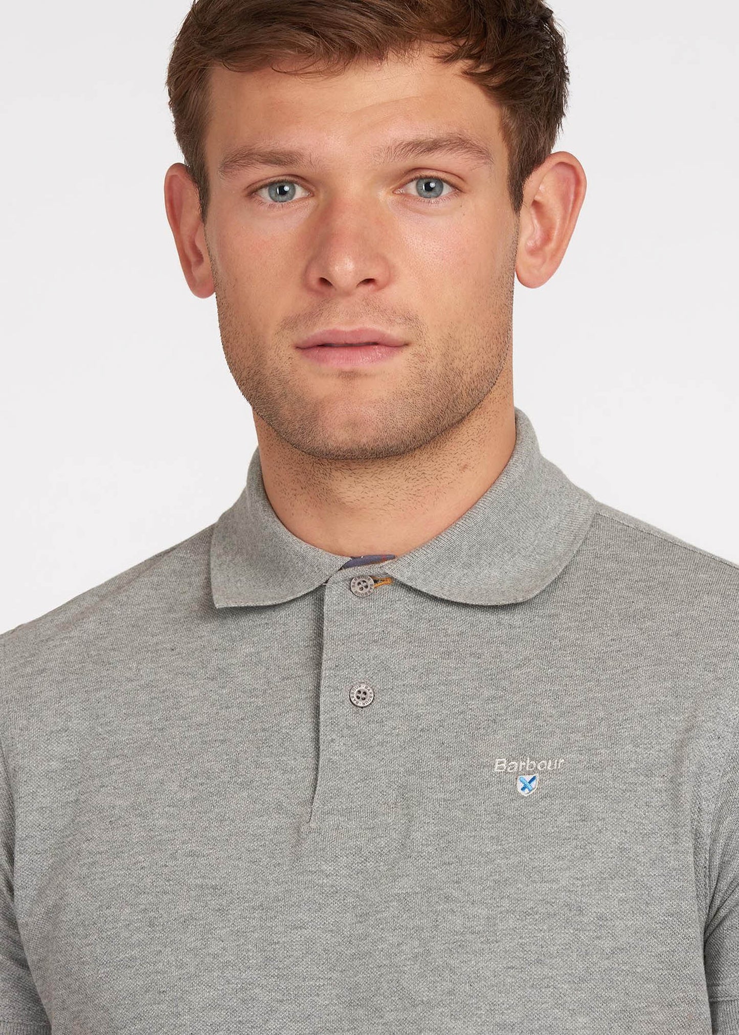 Barbour Polo's Tartan pique polo - grey marl