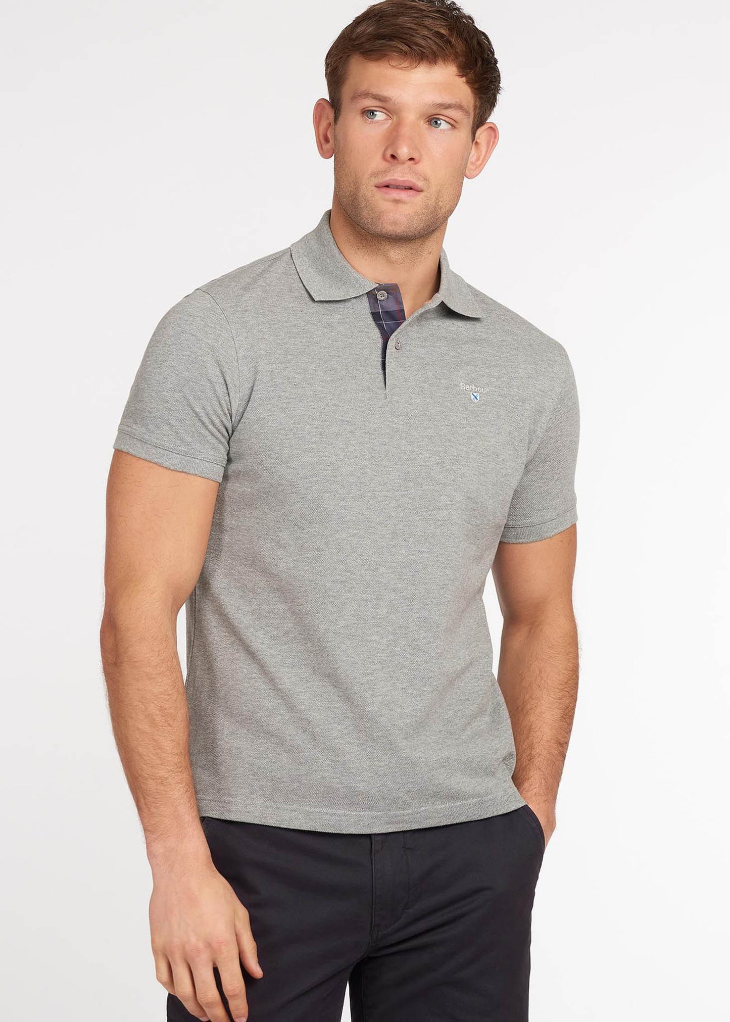 Barbour Polo's Tartan pique polo - grey marl