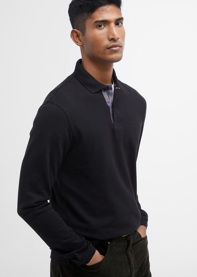 Barbour Polos Barbour essential ls tartan pique polo shirt - black