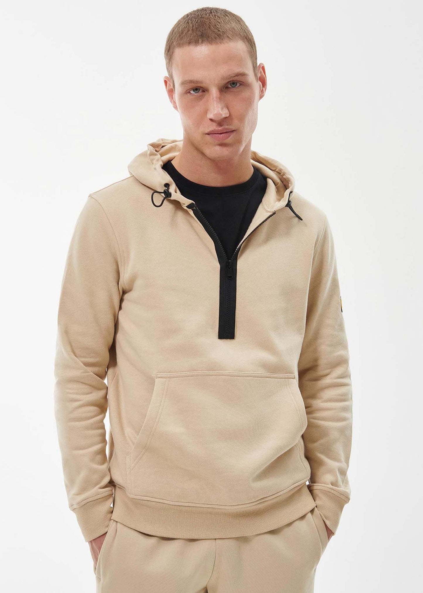 Barbour International Hoodies Badge half zip hoodie - lt stone
