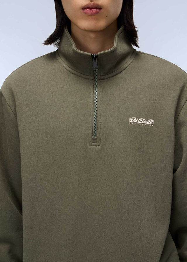 Napapijri Sweaters Small box quarter zip sweat - tea leaf