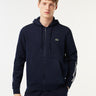 Lacoste Vesten Contrast stripe zip through hoodie - navy blue