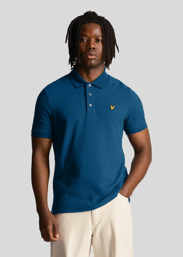 Lyle & Scott Polo's  Grid texture polo shirt - apres navy