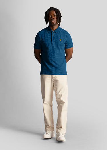 Lyle & Scott Polo's  Grid texture polo shirt - apres navy