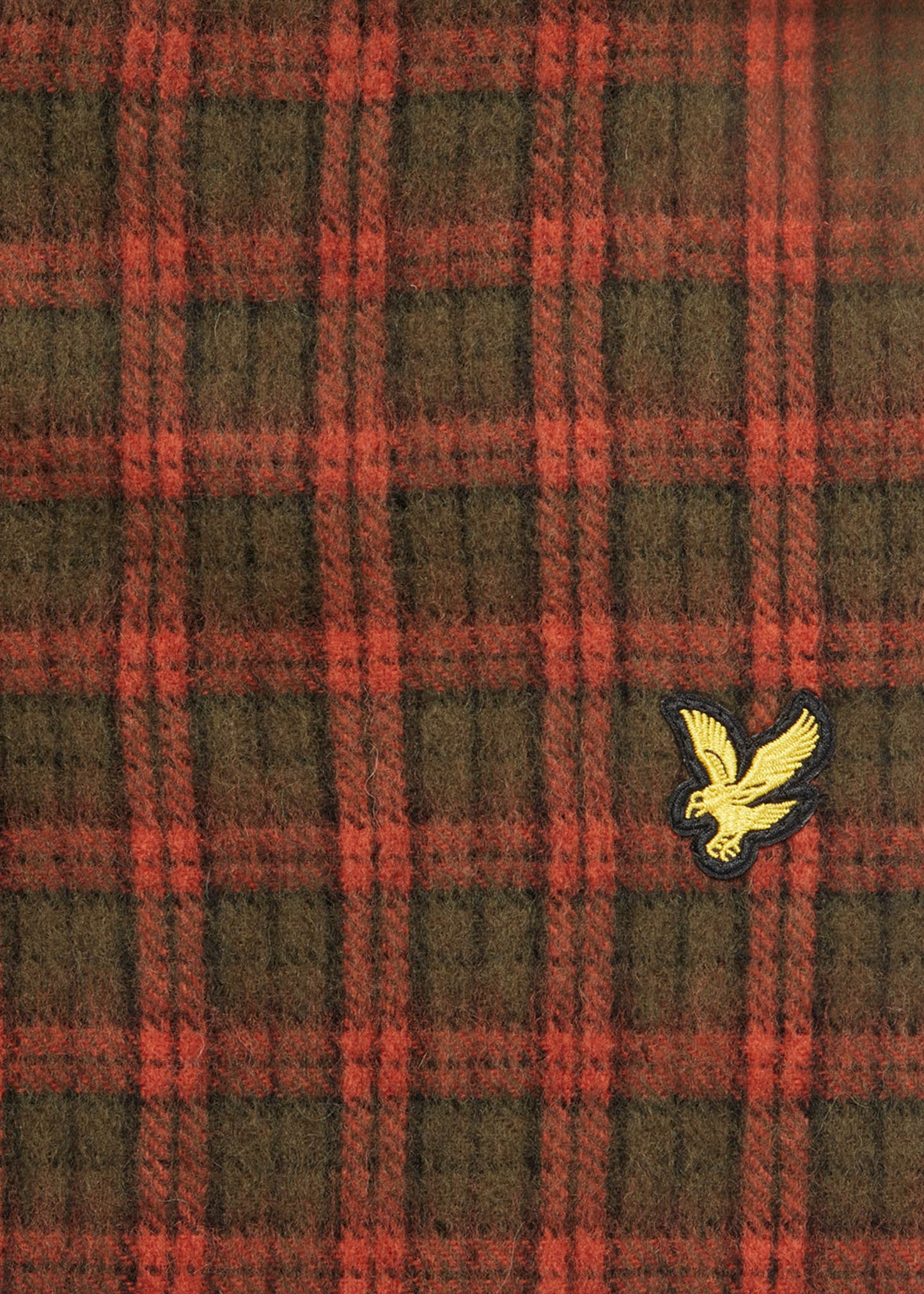 Tartan lambswool scarf - victory orange olive jet black