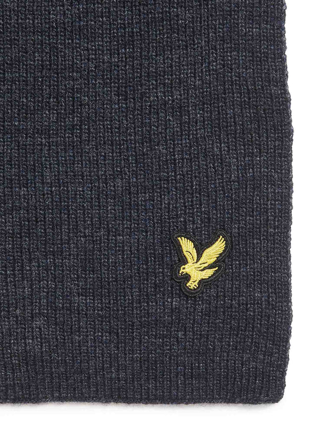 Lyle & Scott Sjaals Lambswool ribbed scarf - dark navy marl