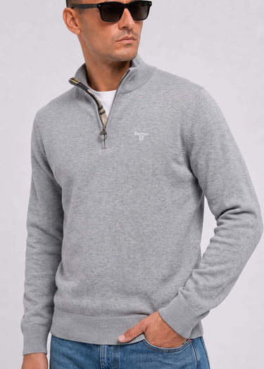 Barbour Truien Barbour cotton half zip knitted jumper - grey marl