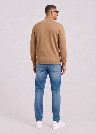 Barbour Truien Barbour cotton half zip knitted jumper - sandstone