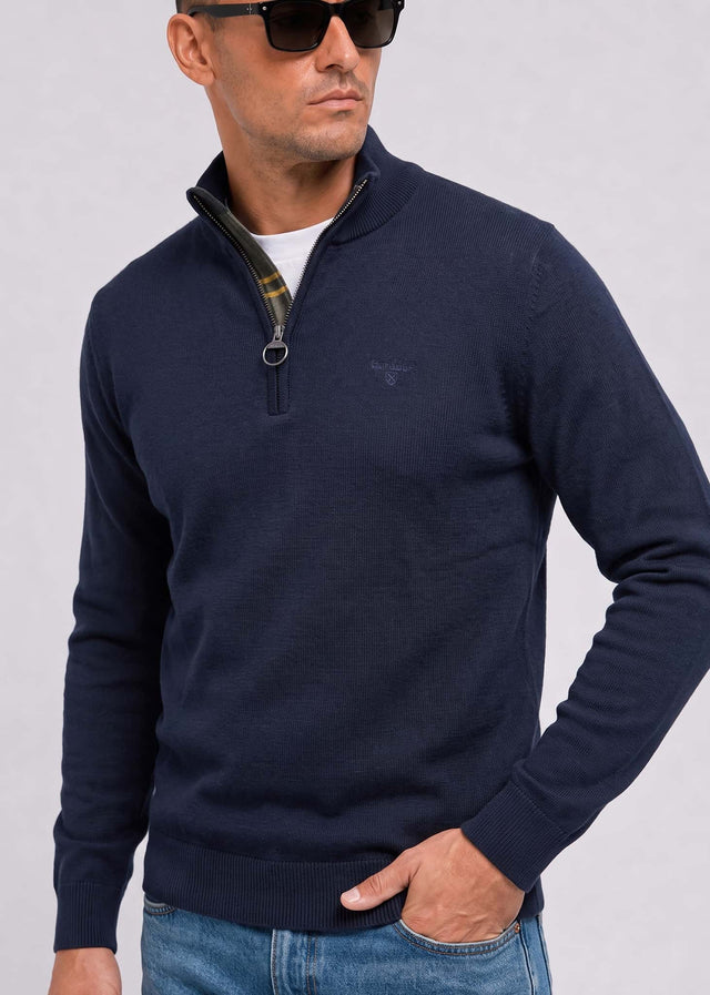 Barbour Truien Cotton half zip knitted jumper - navy