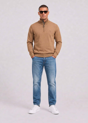 Barbour Truien Barbour cotton half zip knitted jumper - sandstone