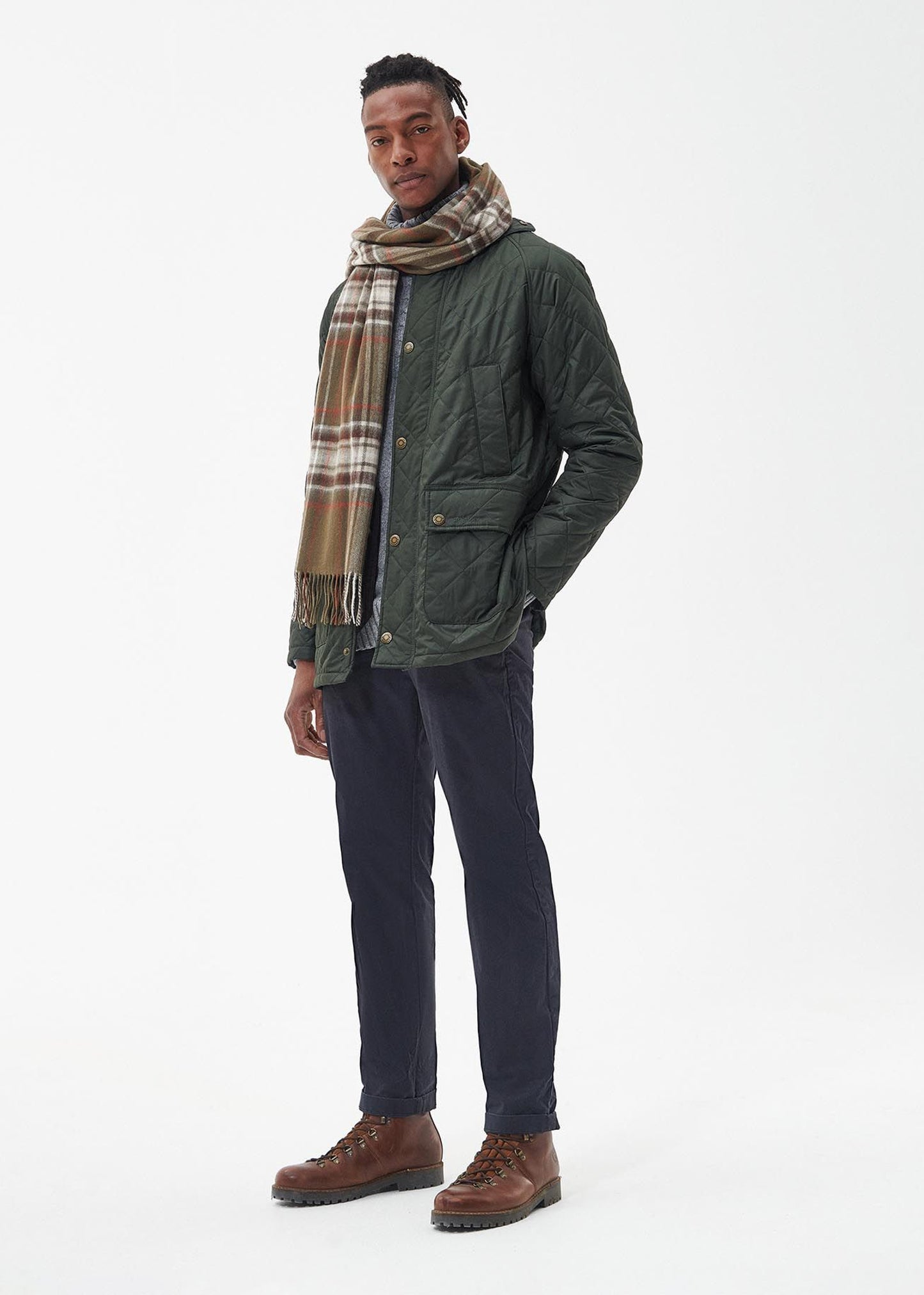 Barbour Sjaals Torridon highland plai - olive warm ginger