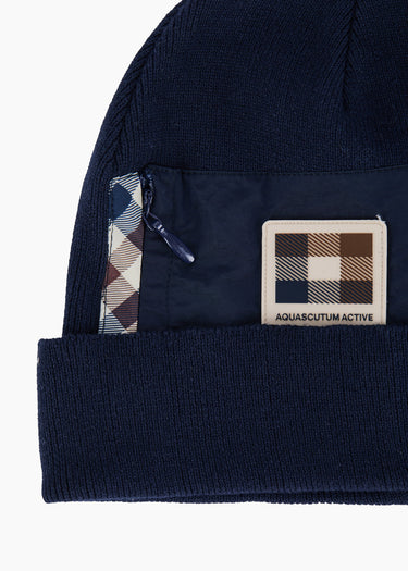 Aquascutum Mutsen Nylon pocket beanie - navy