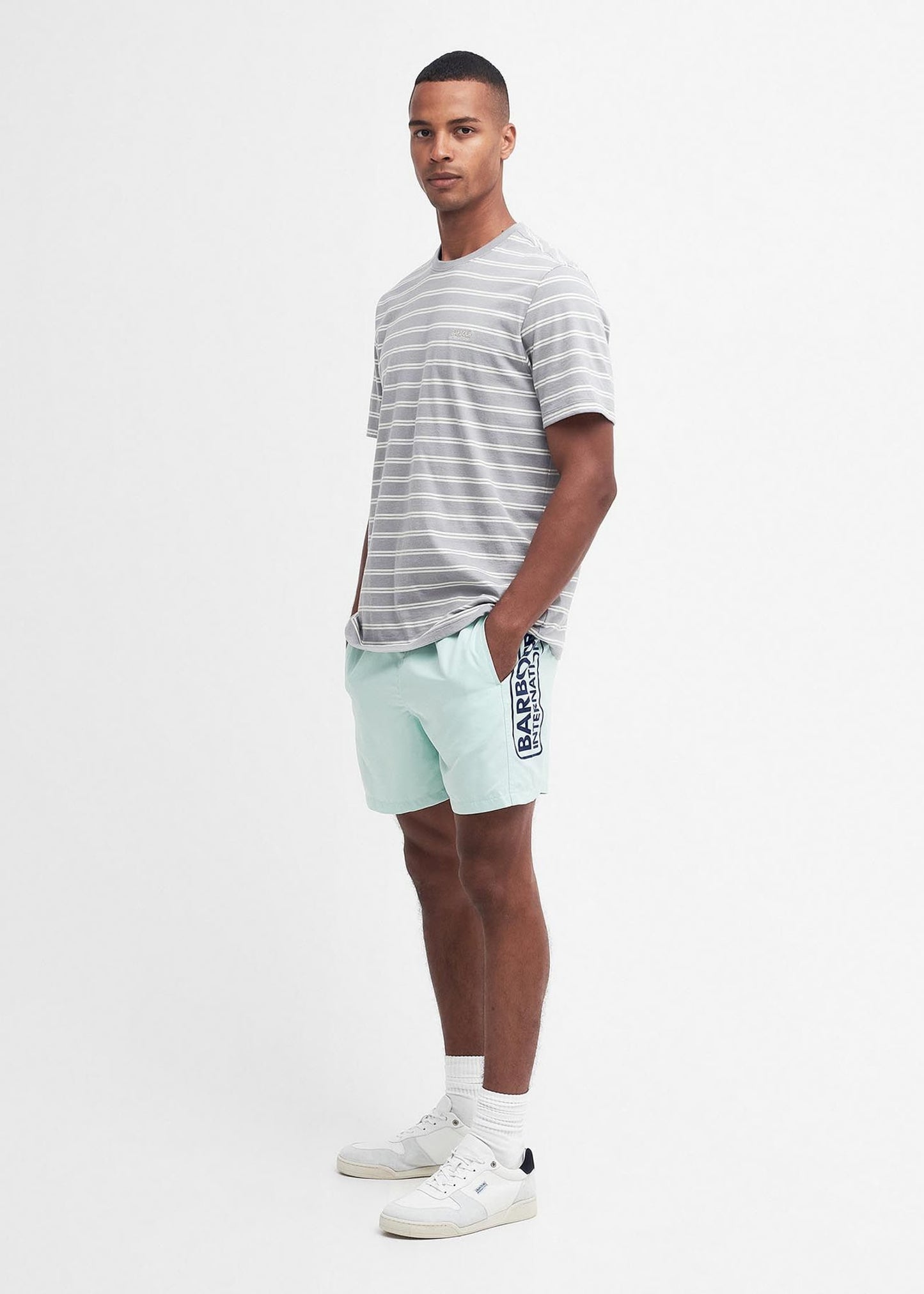 Barbour International Zwembroeken Large logo swim short - green fig
