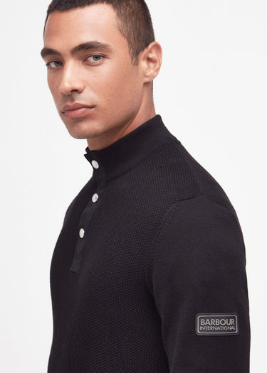 Barbour International Truien  Murrey quarter placket knit - black