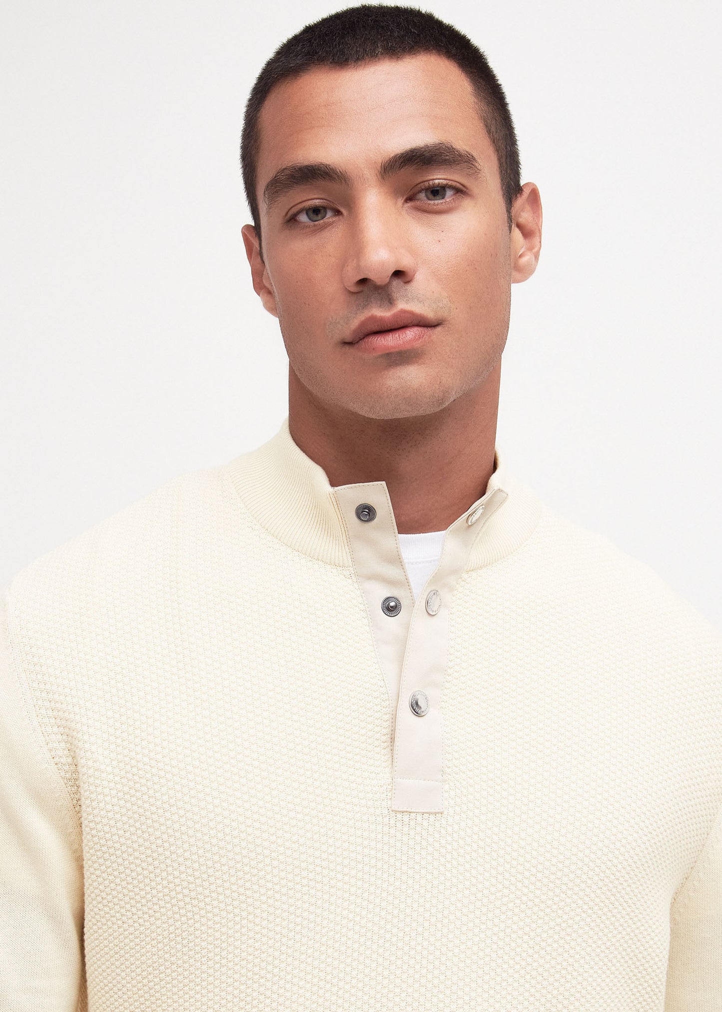 Barbour International Truien Murrey quarter placket knit - dove grey