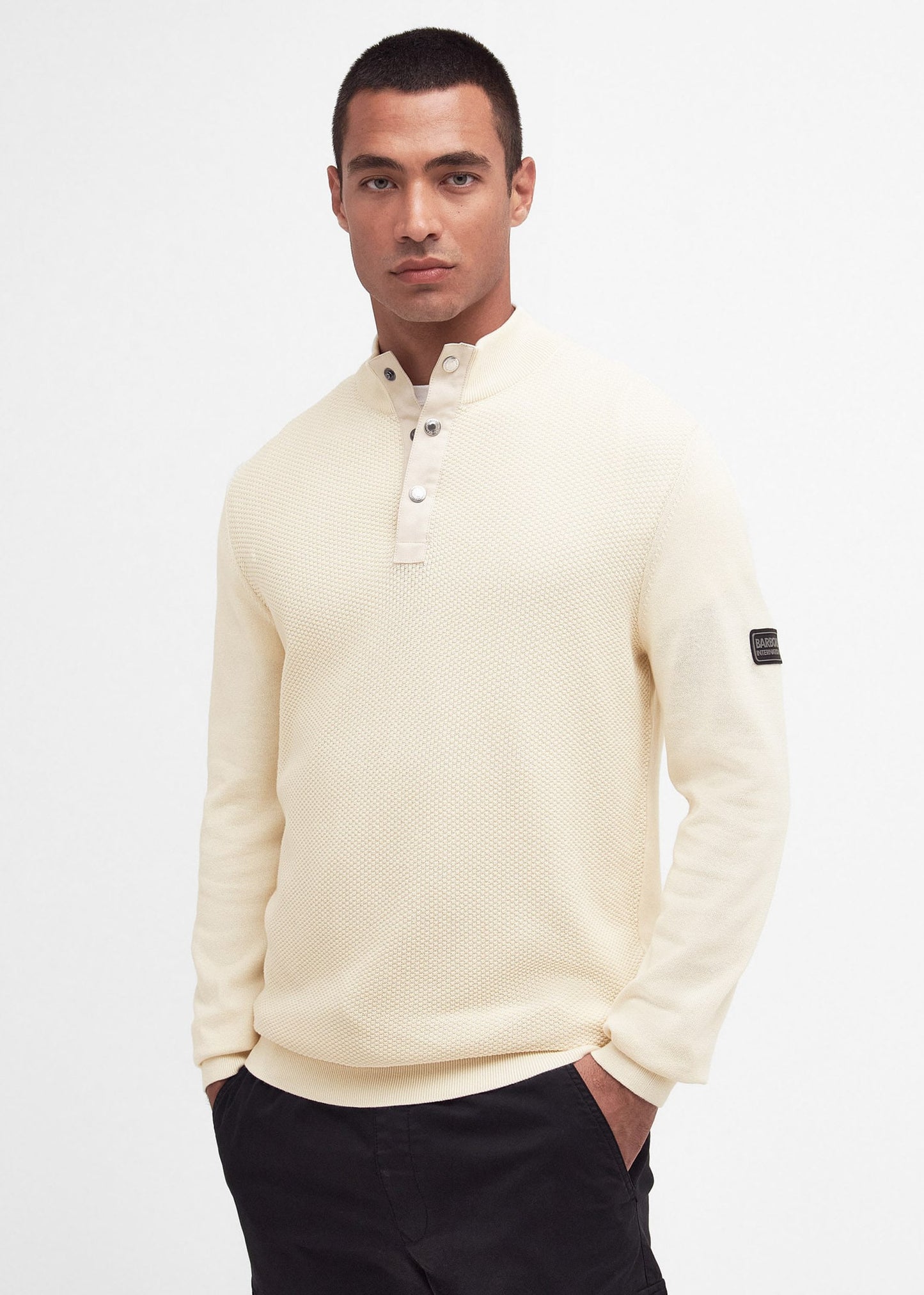 Barbour International Truien Murrey quarter placket knit - dove grey