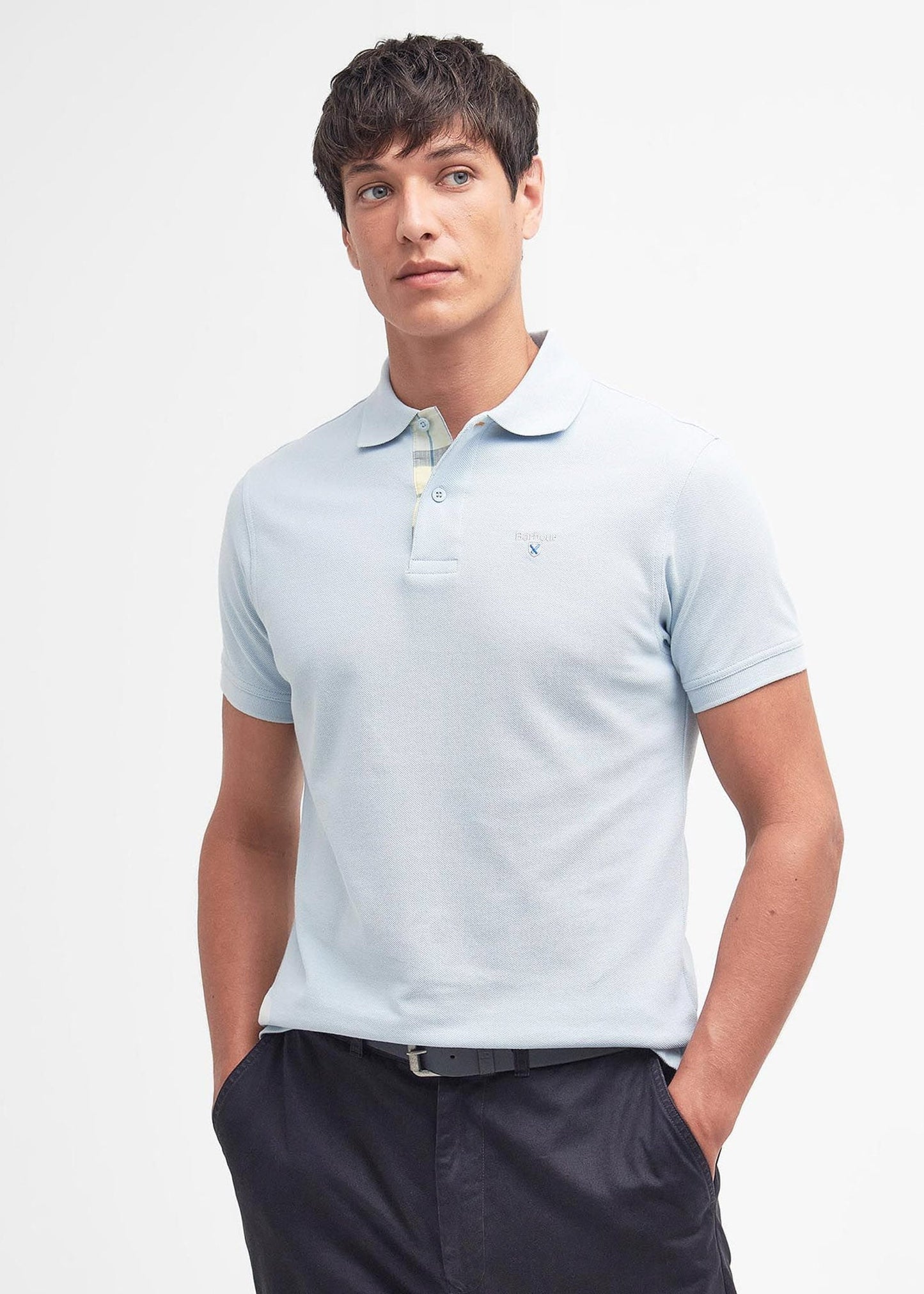 Barbour Polo's Tartan pique polo - niagra mist