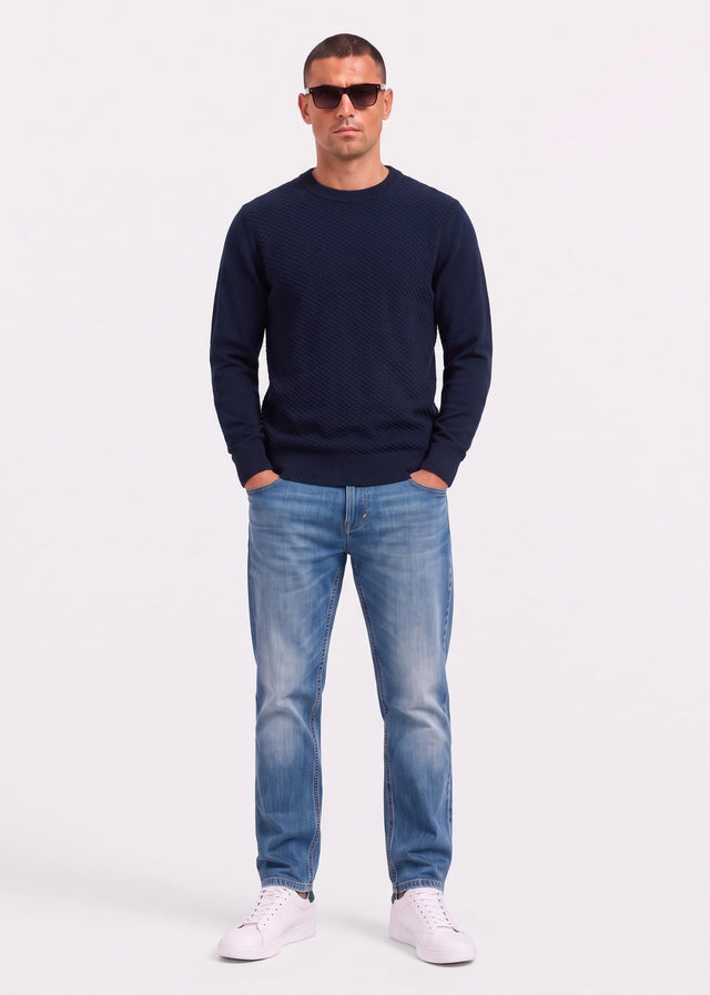 Ben Sherman Truien Texture front crew - dark navy