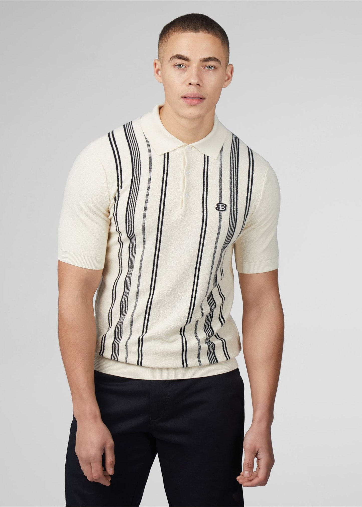Ben Sherman Polo's Crickle cotton stripe polo - ivory