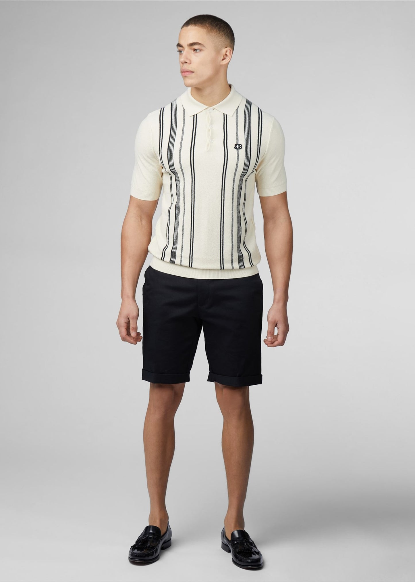 Ben Sherman Polo's Crickle cotton stripe polo - ivory