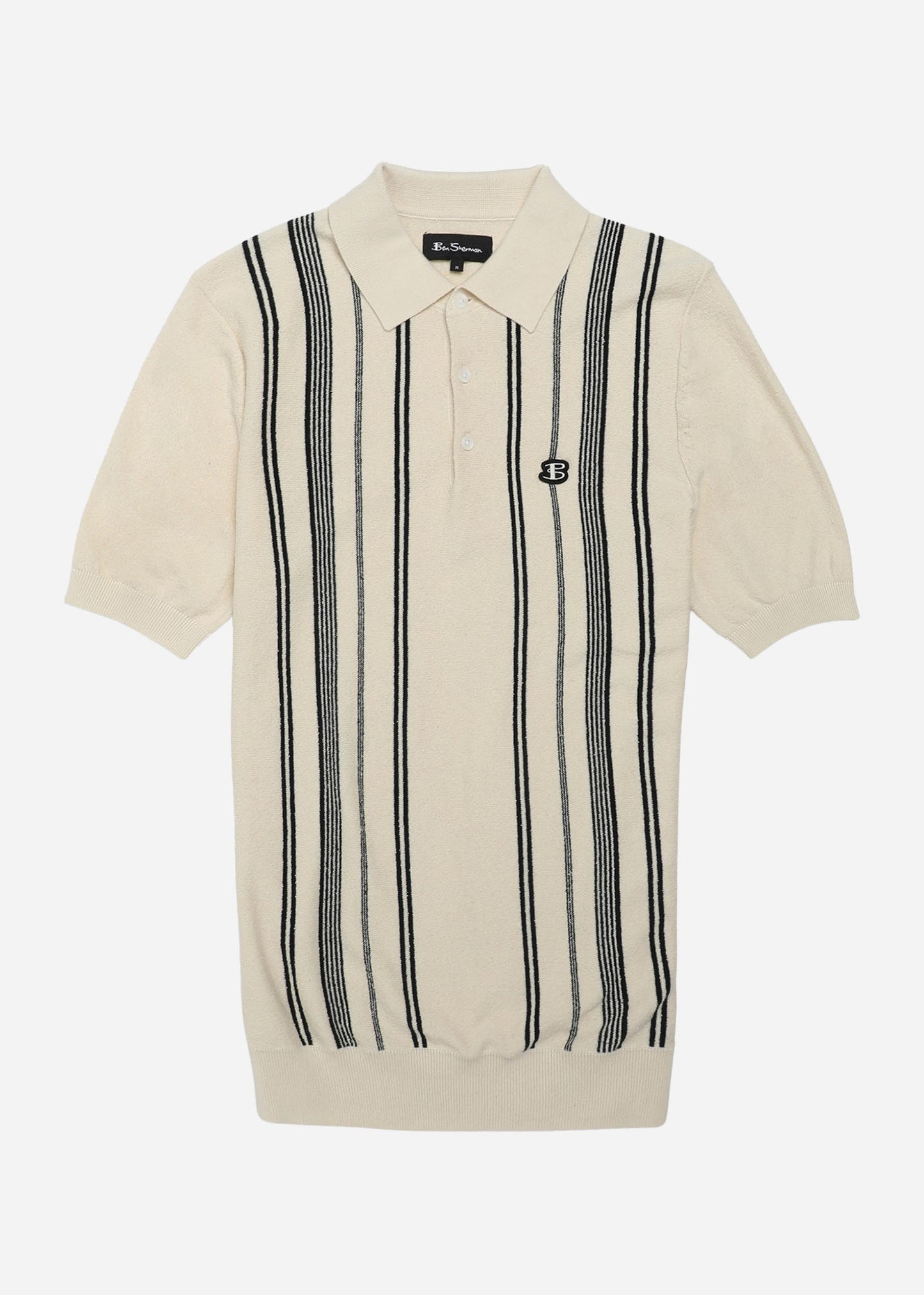 Ben Sherman Polo's Crickle cotton stripe polo - ivory