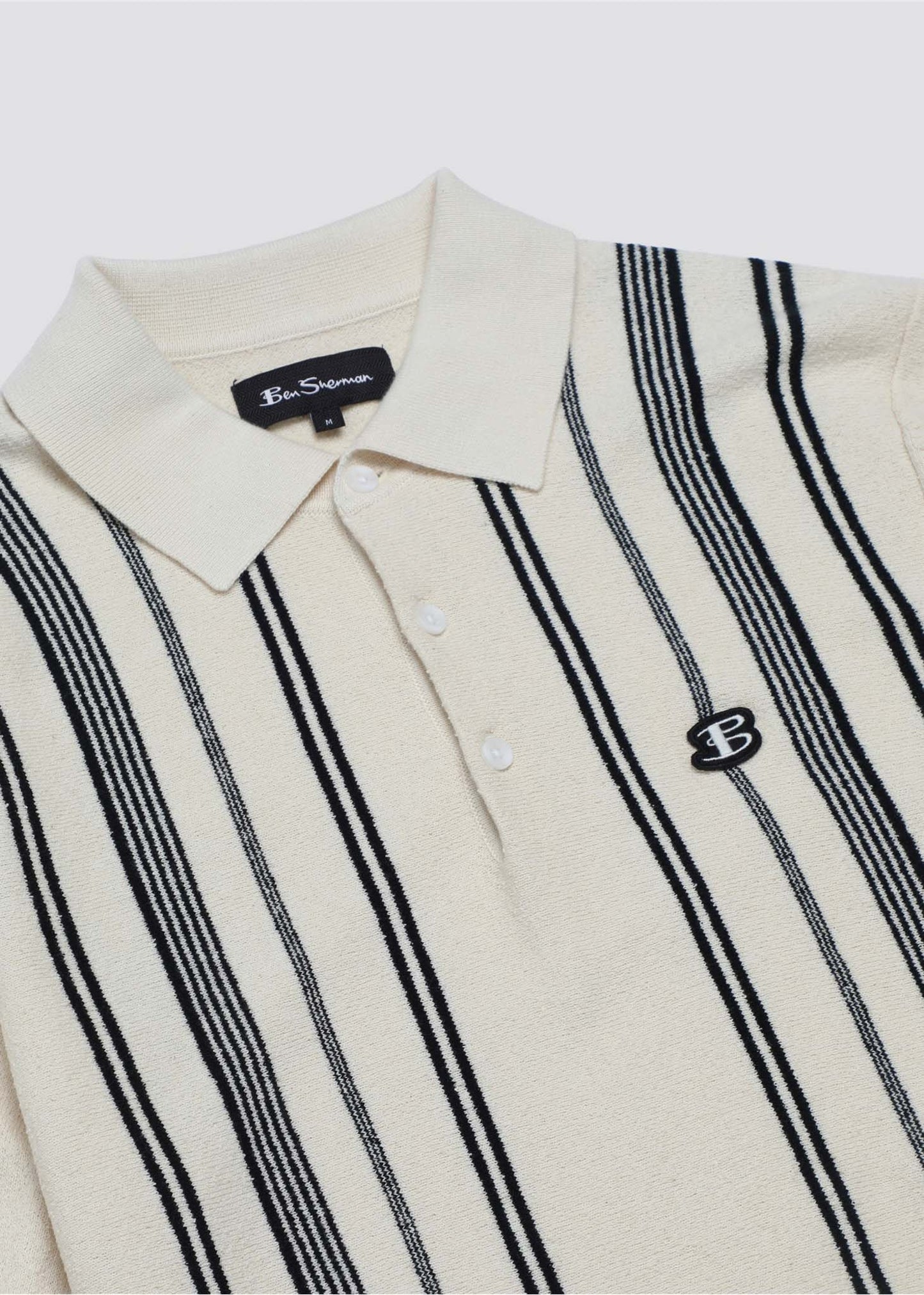 Ben Sherman Polo's Crickle cotton stripe polo - ivory