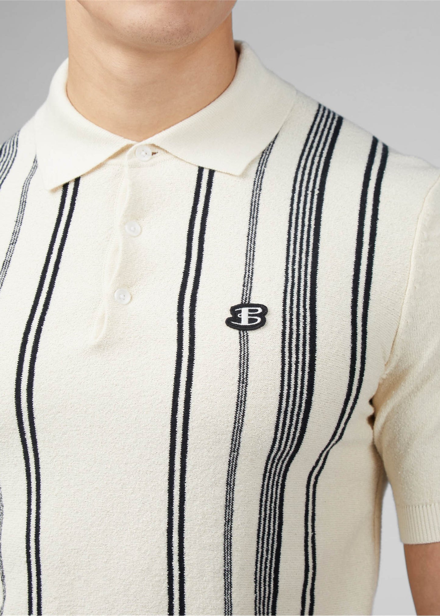 Ben Sherman Polo's Crickle cotton stripe polo - ivory