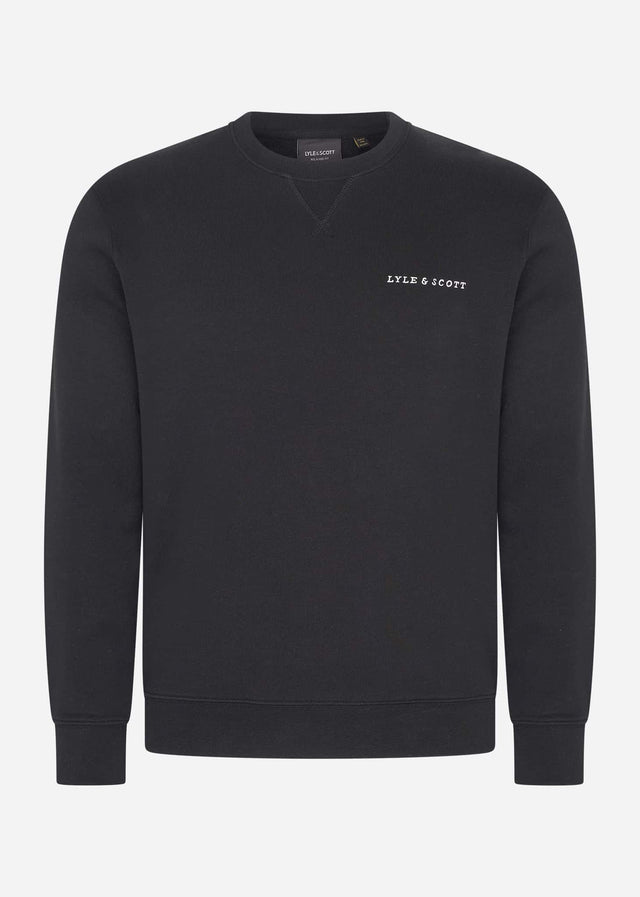 Lyle & Scott Truien Loopback embroidered crew neck sweatshirt - jet black white