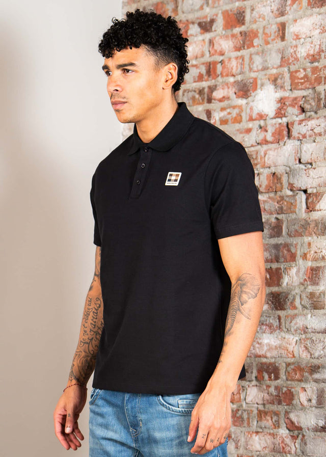Aquascutum Polos Stretch piqué badge polo - black