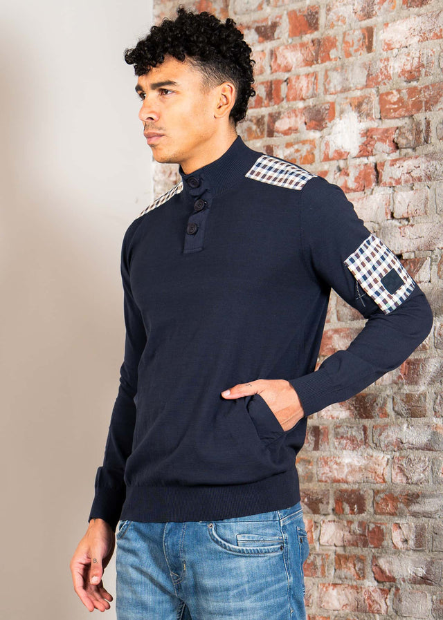 Aquascutum Truien Lamina pocket mockneck - navy