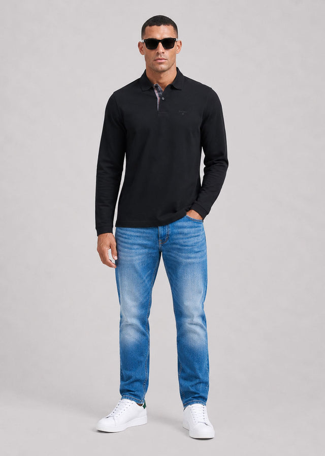 Barbour Polos Barbour essential ls tartan pique polo shirt - black