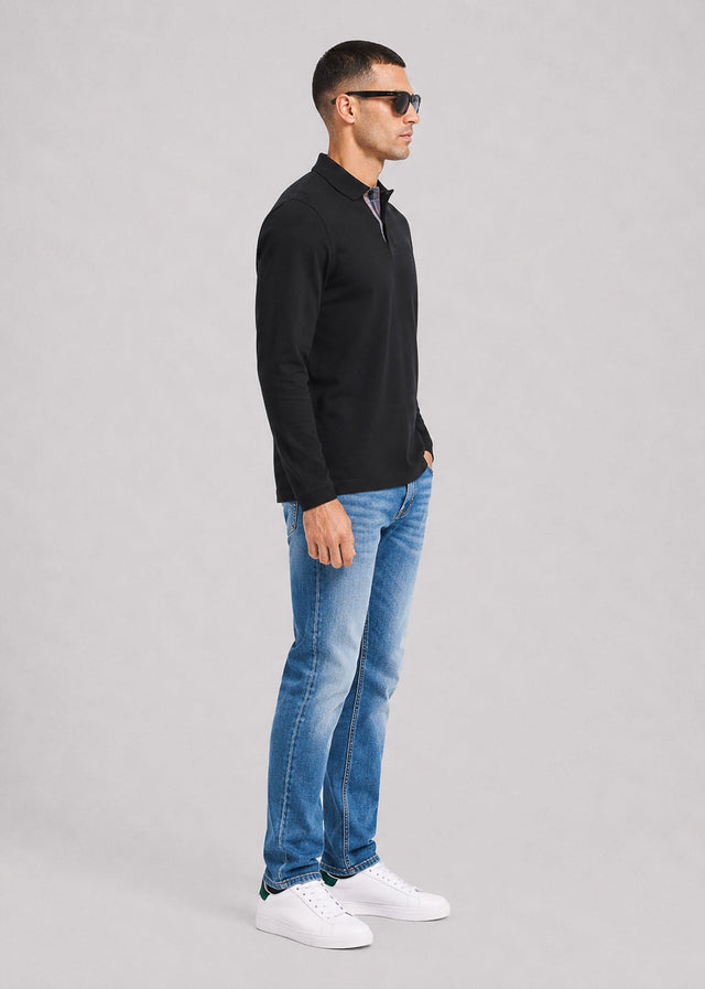 Barbour Polos Barbour essential ls tartan pique polo shirt - black