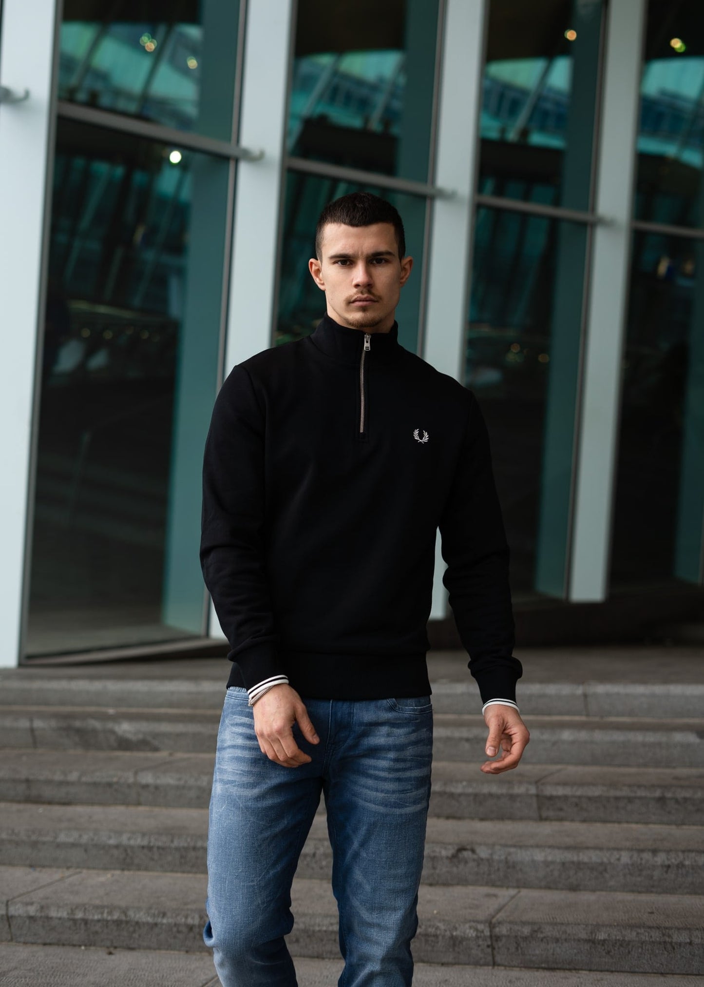 Fred Perry Truien Half zip sweatshirt - black