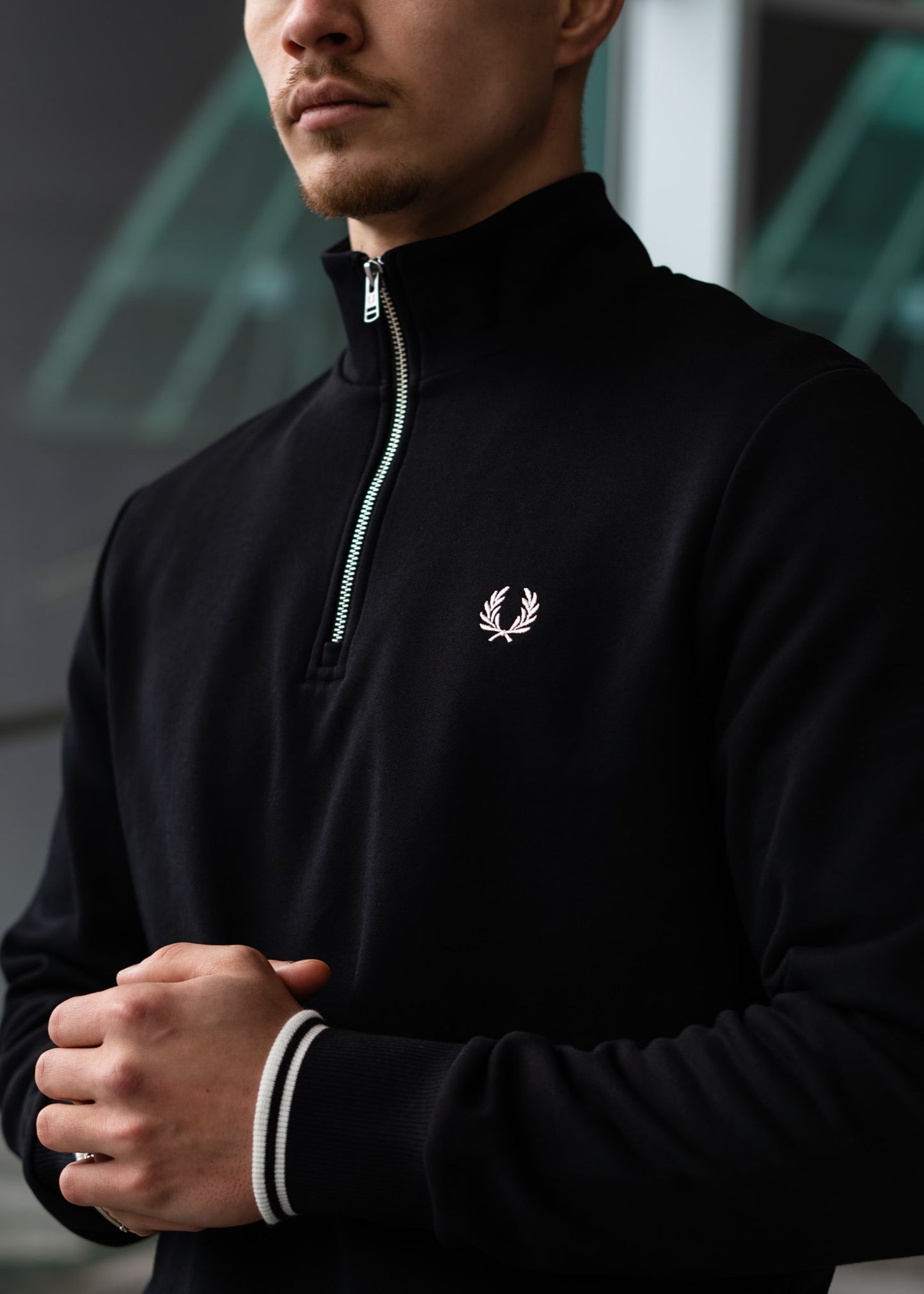 Fred Perry Truien Half zip sweatshirt - black