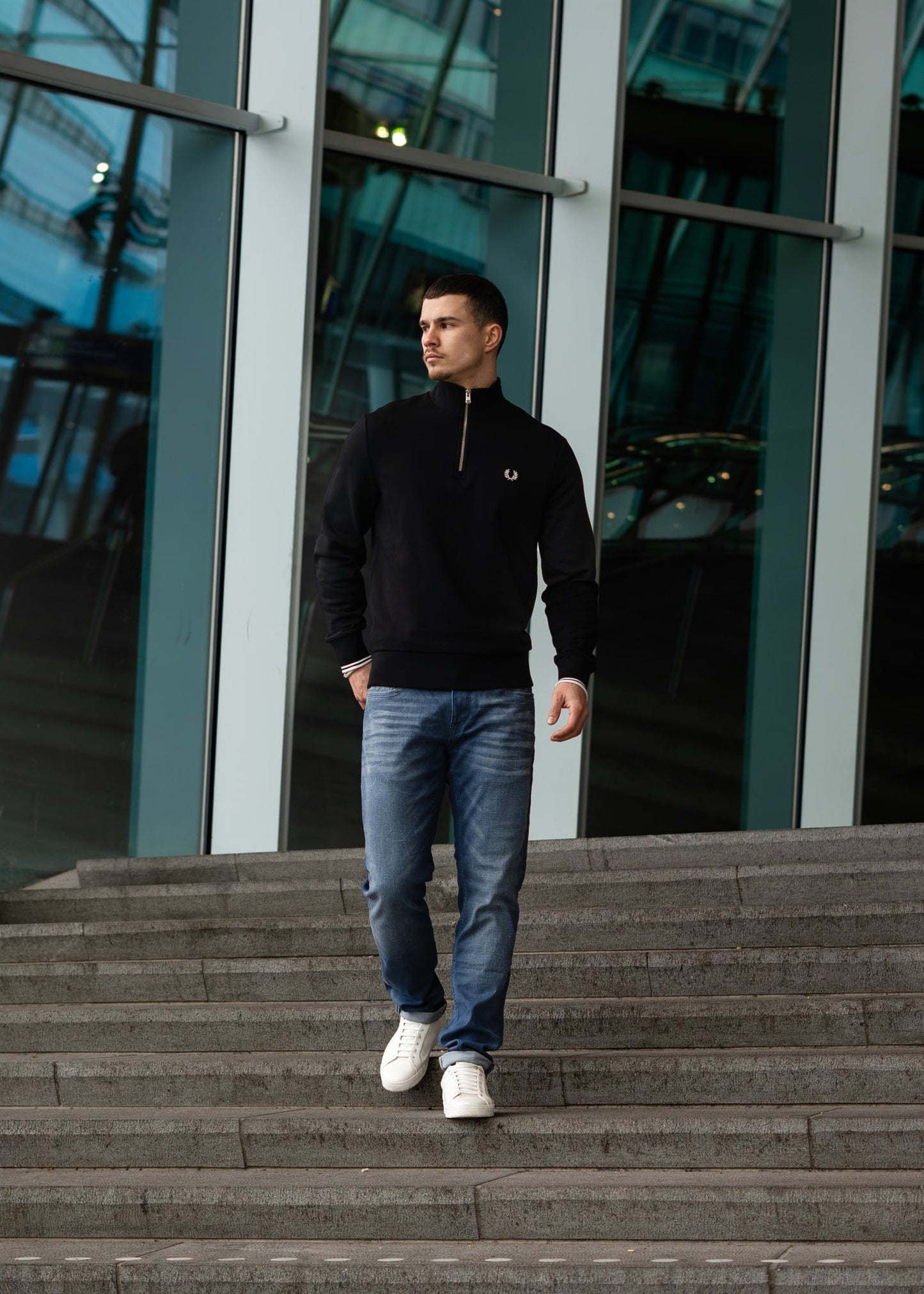 Fred Perry Truien Half zip sweatshirt - black