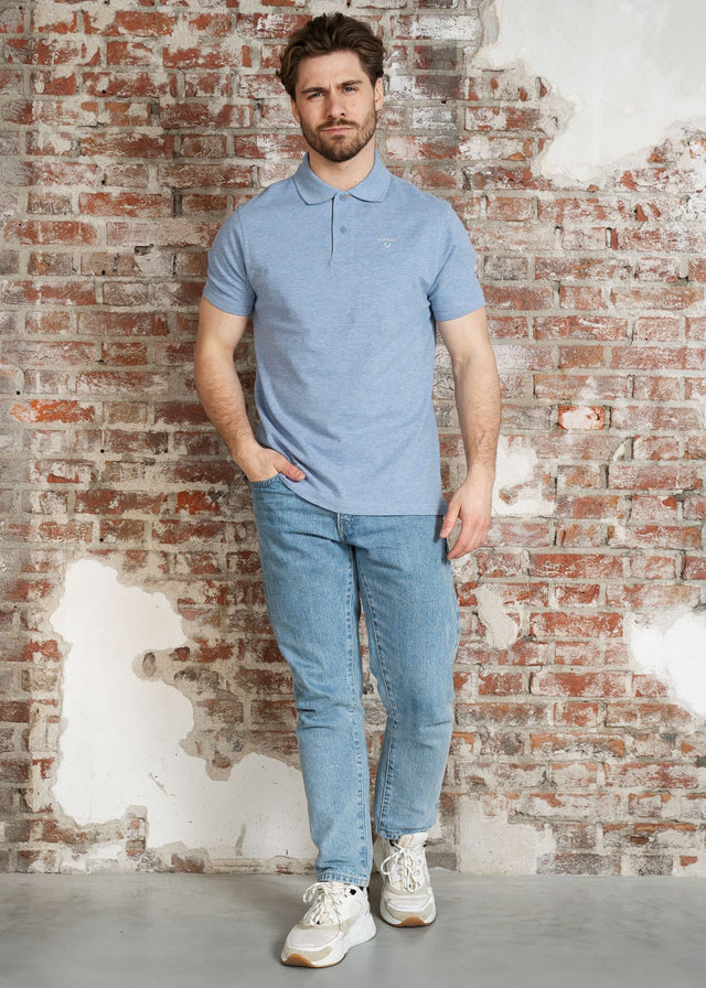 Barbour Polos Barbour tartan pique polo shirt - sky marl
