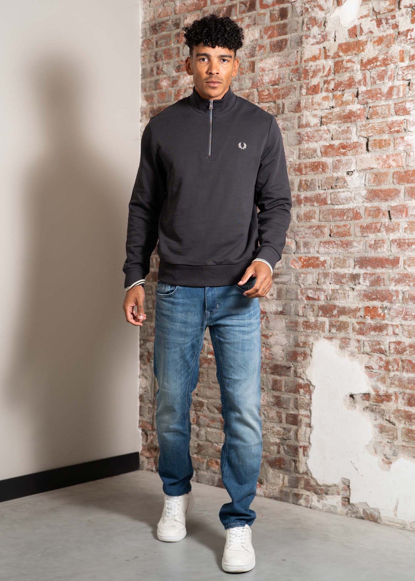 Fred Perry Truien Half zip sweat-shirt - Anchor Grey Oatmeal