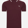 Fred Perry Polo's Twin tipped fred perry shirt - ox blood ecru ecru