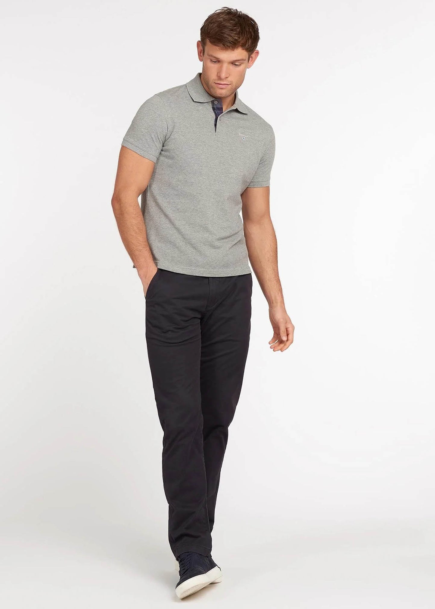 Barbour Polo's Tartan pique polo - grey marl