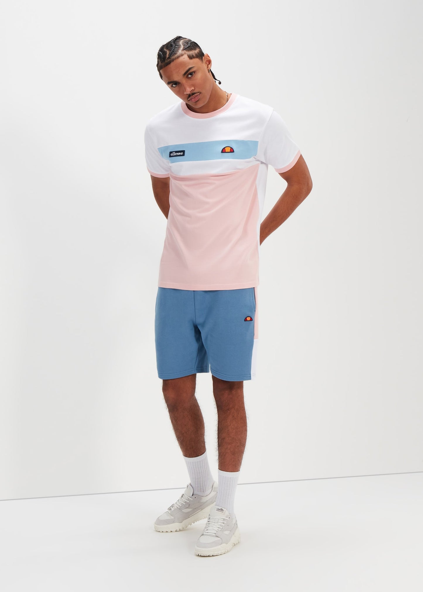 Ellesse T-shirts Blockadi tee - white light pink light blue